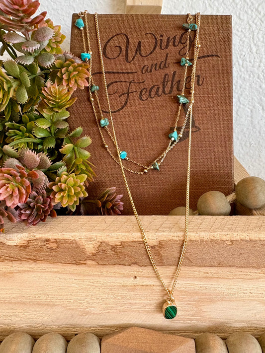 Layered Stone Chip Necklace