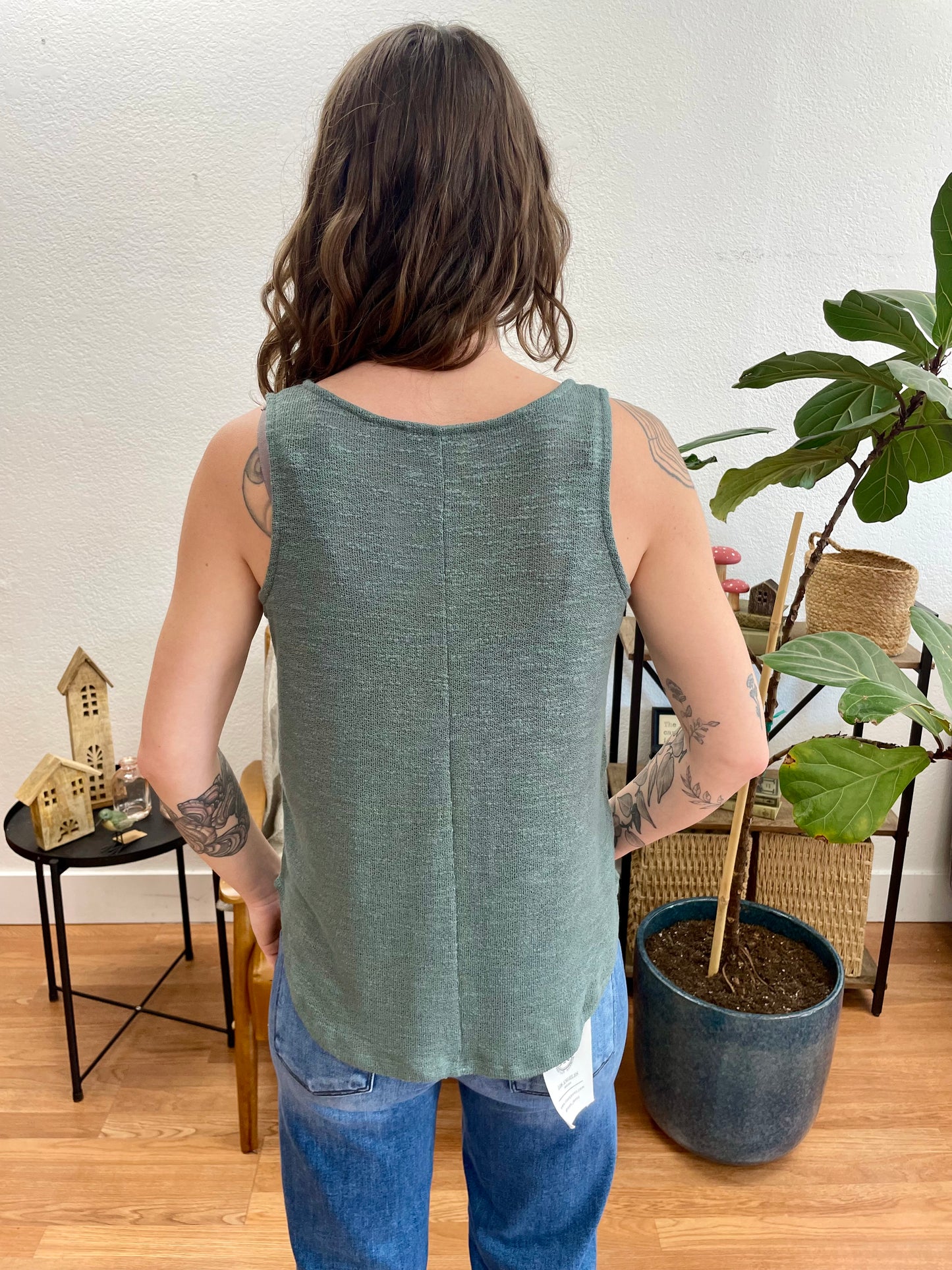 Jade V-Neck Hacci Tank - Terra Cottage