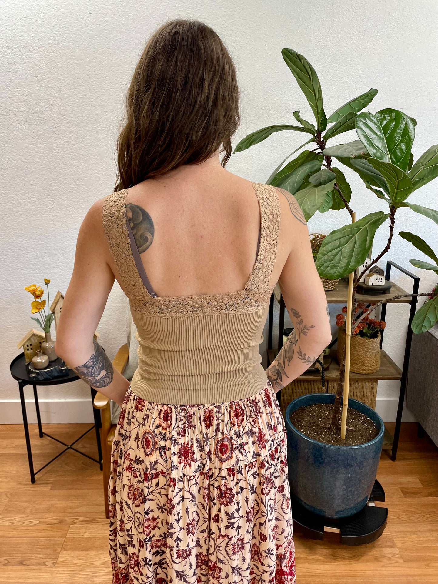 Almond Lace Trim Tank