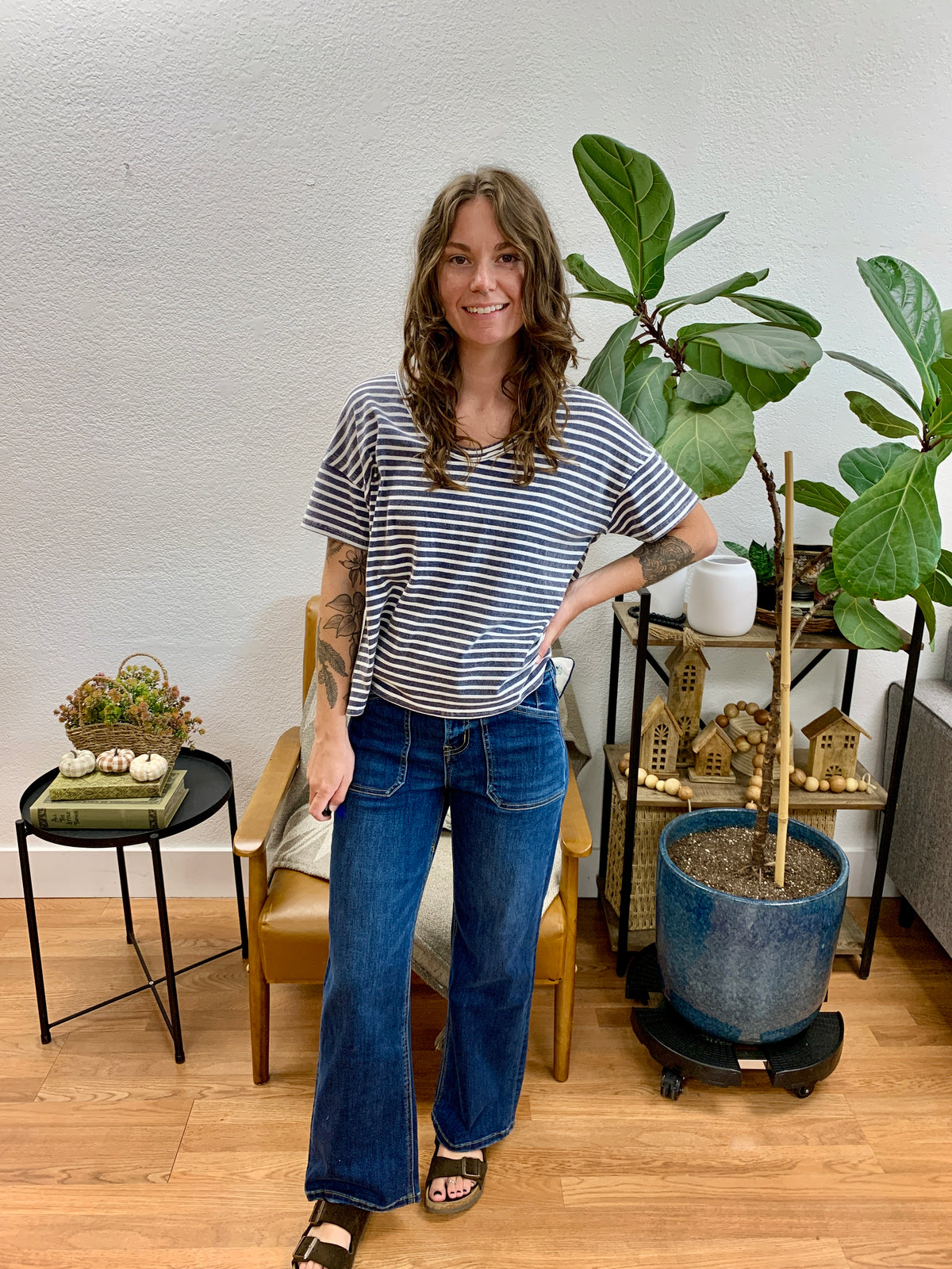 Mica Nice Blue High Rise Wide Leg Jeans