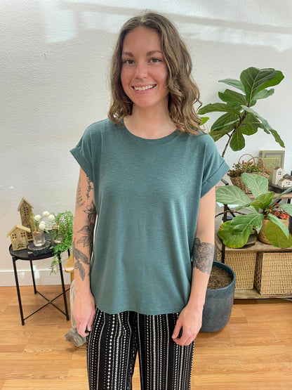 Jade Rolled Modal Sleeve Tee