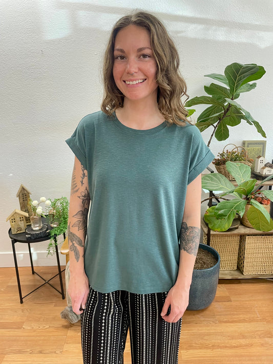 Jade Rolled Modal Sleeve Tee