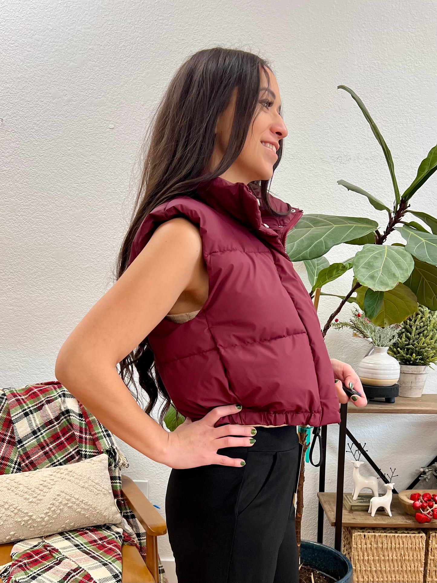 Burgundy Puffer Vest