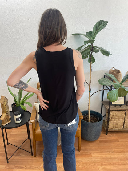 Black Flowy Hem Tank - Terra Cottage