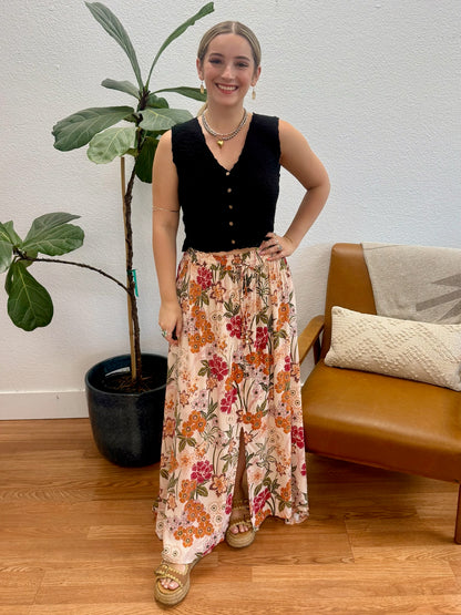 Birch Printed A Line Maxi Skirt