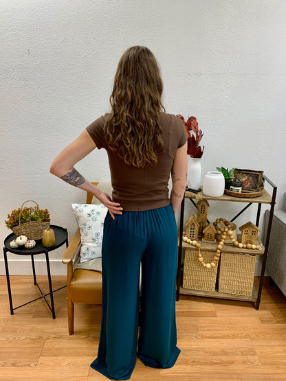 Hunter Green Stretch Waist Pants