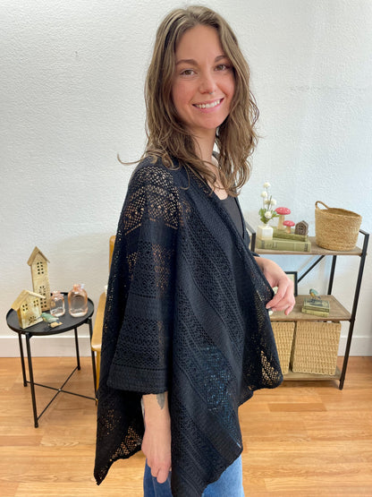 Black Embroidered Duster - Terra Cottage