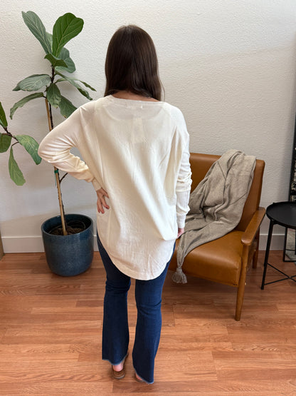 Cream Curve Hem Sweater