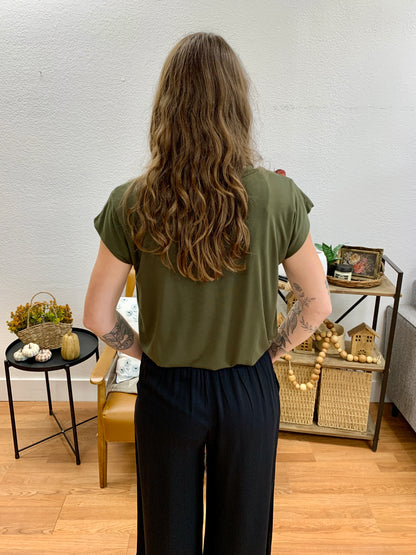 Olive Balloon Hem Top