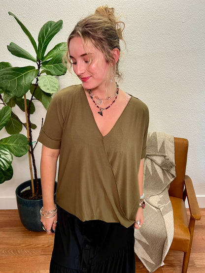 Dusty Olive Draped Front Top