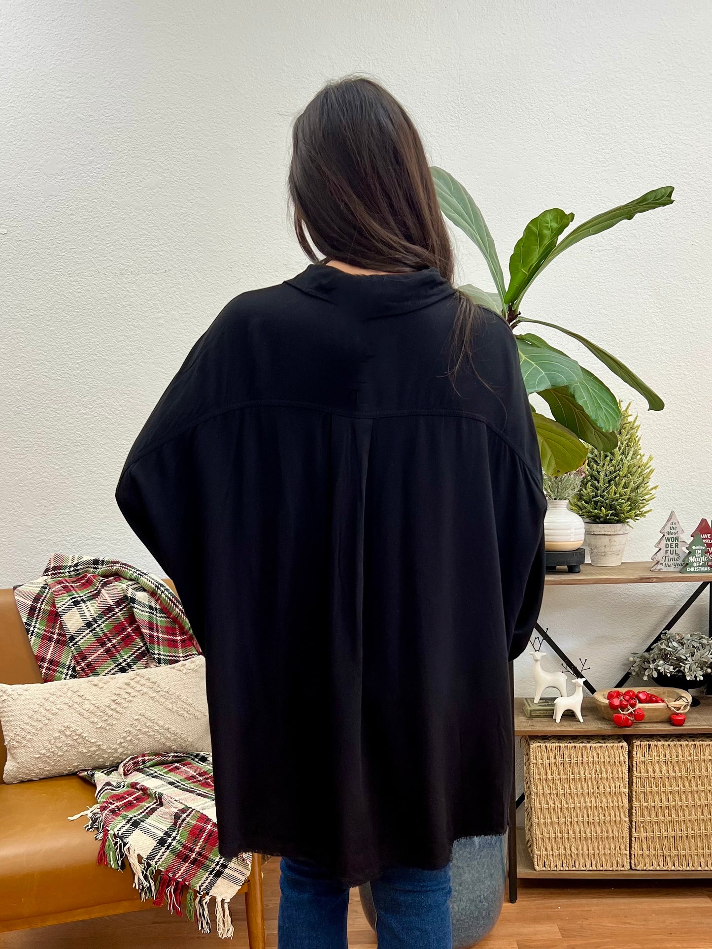 Black Washed Distressed Top