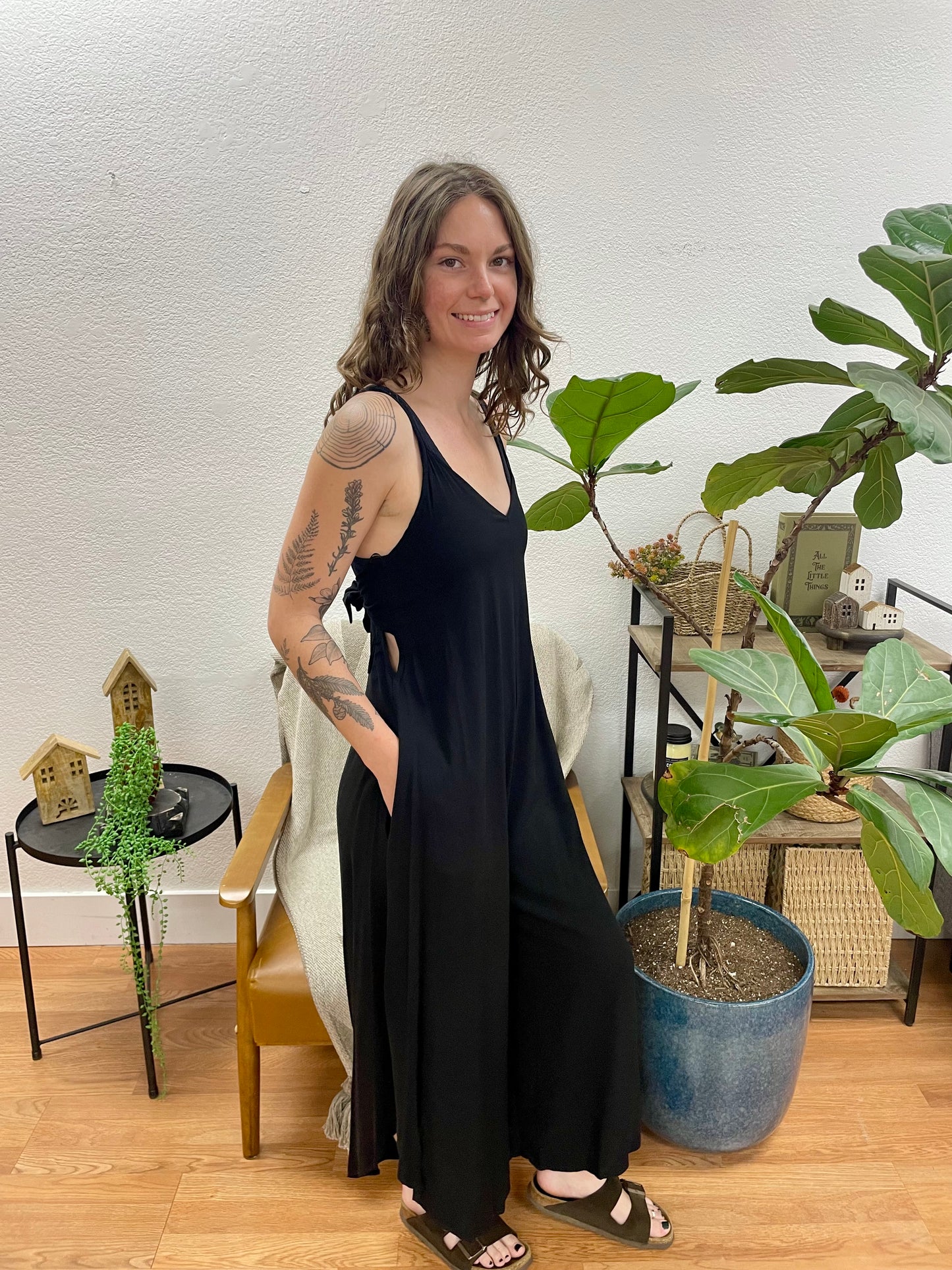 Black Cami Tie Back Jumpsuit