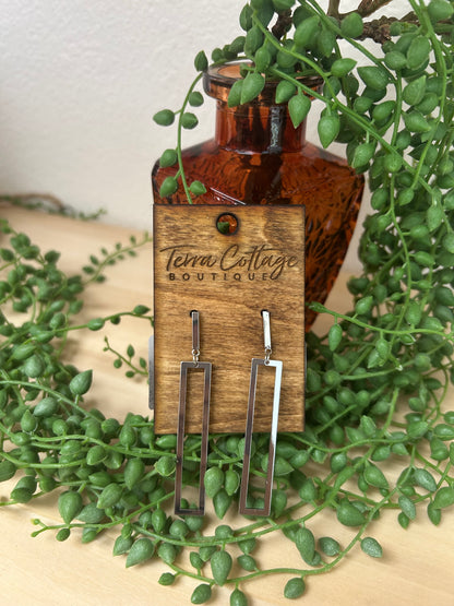 Thin Rectangle Cutout Drop Earrings