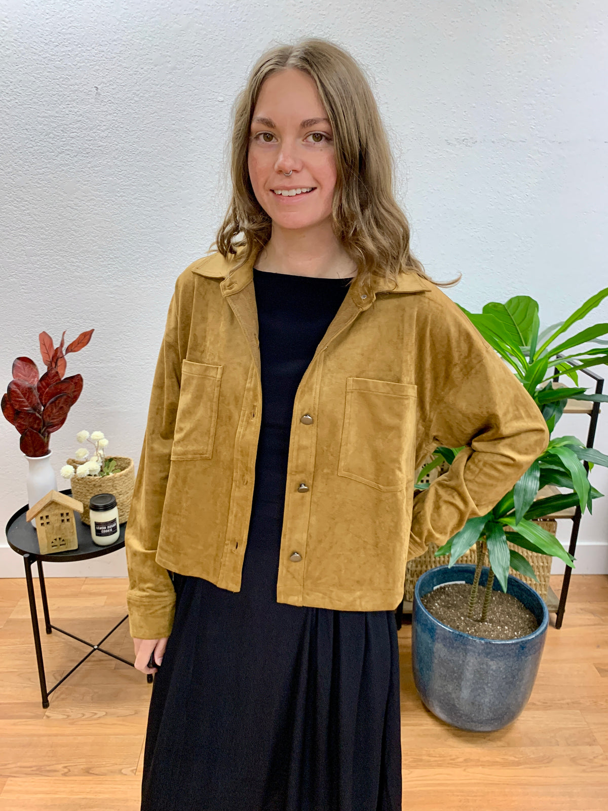 Camel Suede Relaxed Jacket