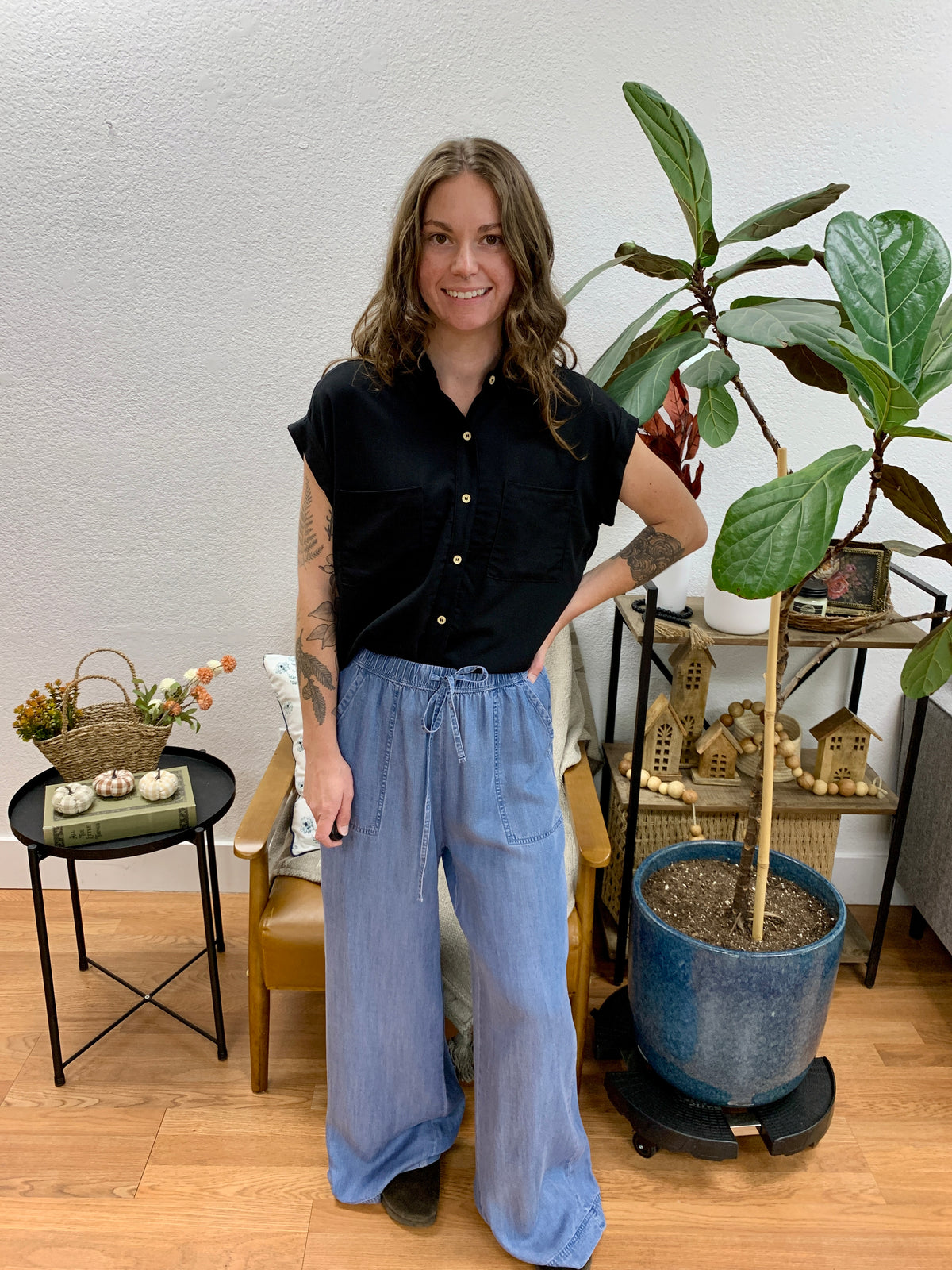Chambray Pull on Pants