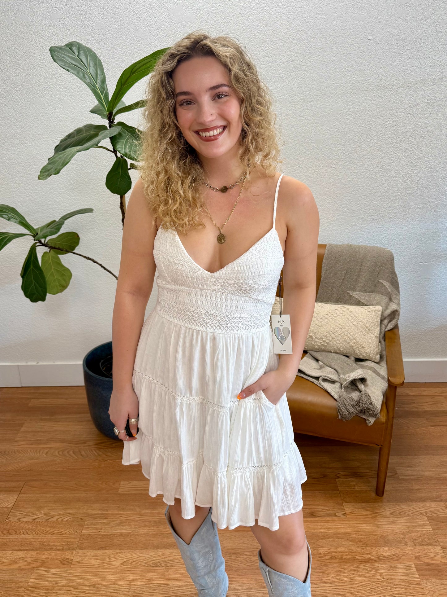 Off White Knit Mini Dress