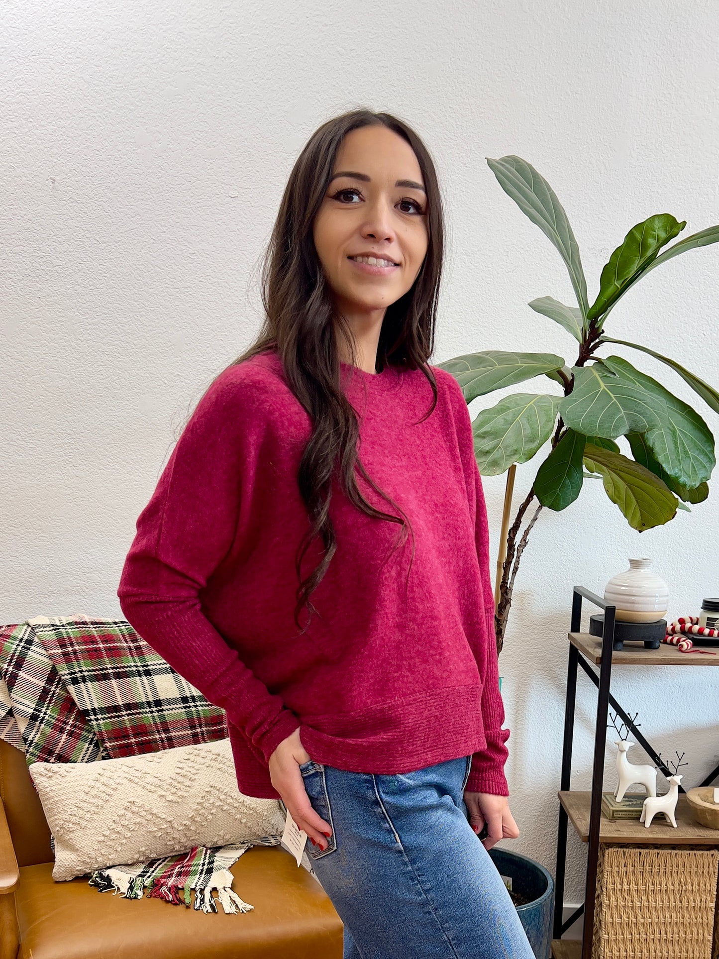 Cabernet Brushed Dolman Sweater