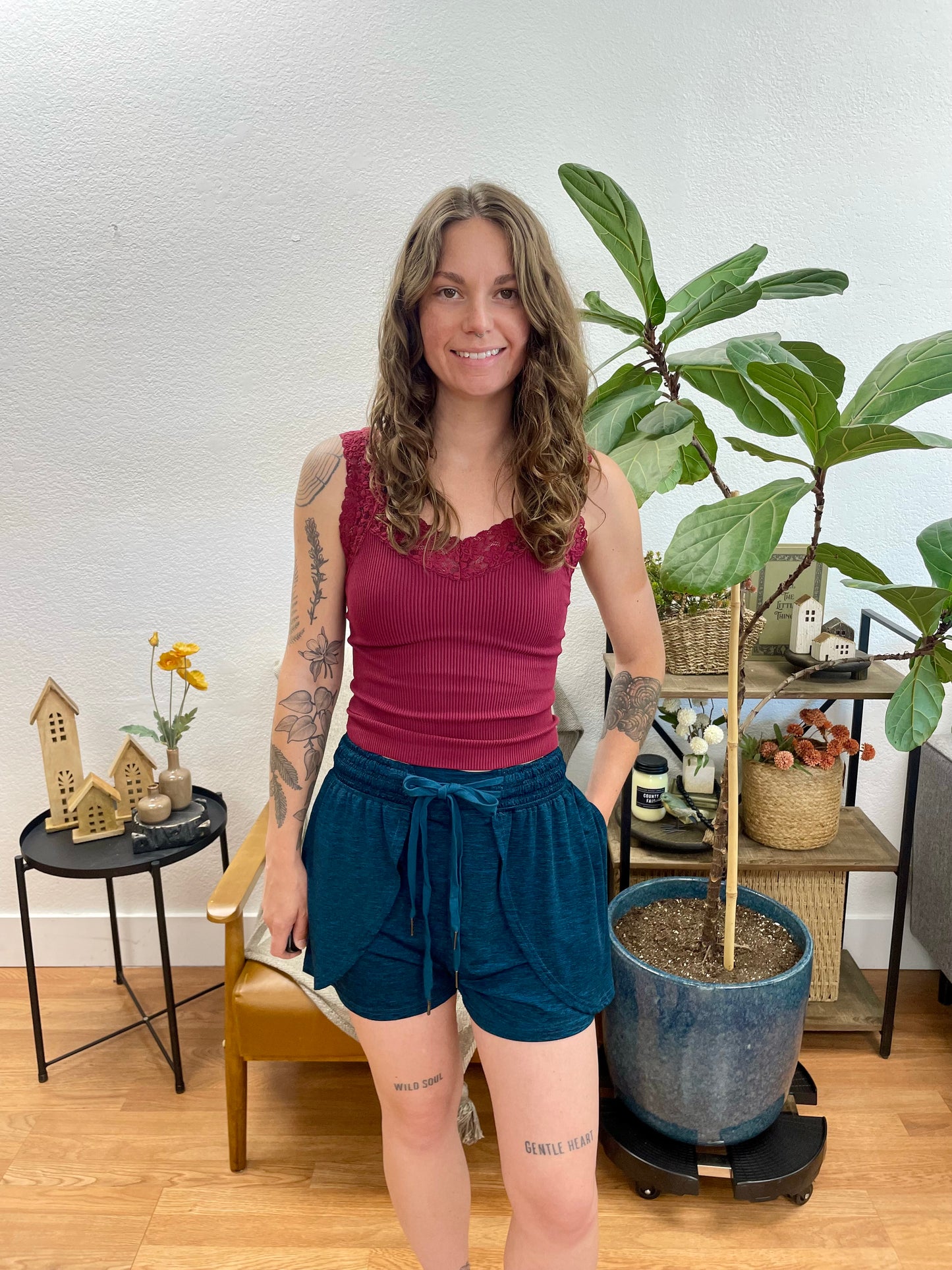 Emerald Tulip Hem Shorts