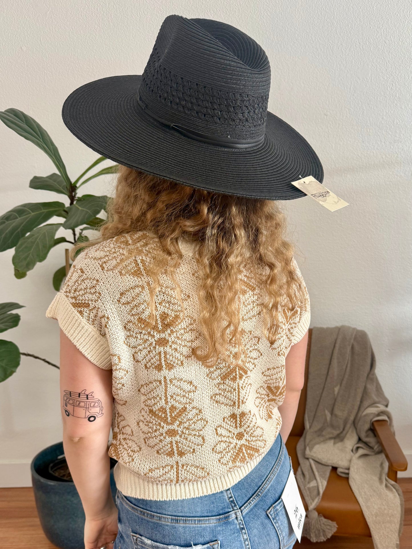 Woven Panama Hat with Leather Band