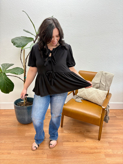 Black Babydoll Rib Top