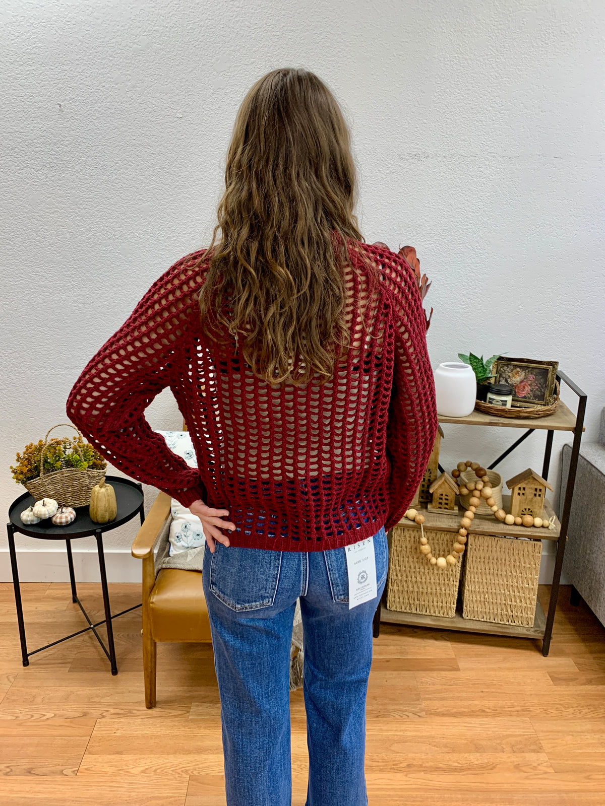 Burgundy Crochet Pullover