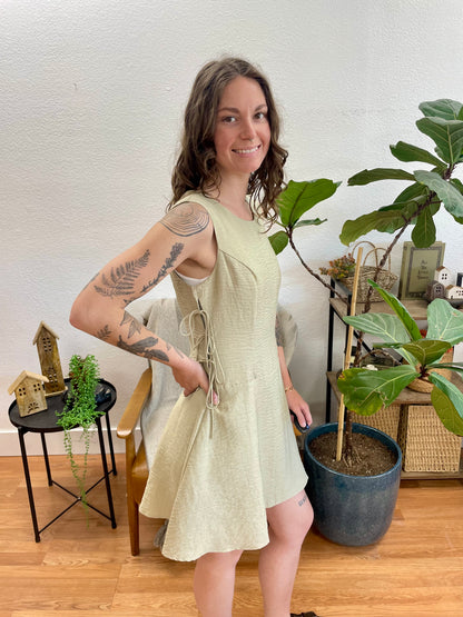 Sage Side Tie Mini Dress