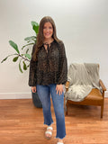 Black Floral Drop Sleeve Blouse