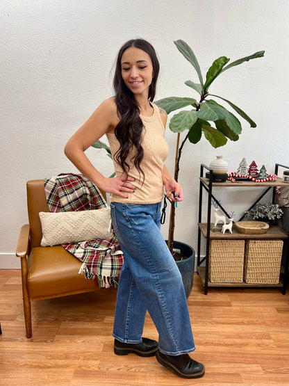 RISEN Crop Barrel Leg Jeans