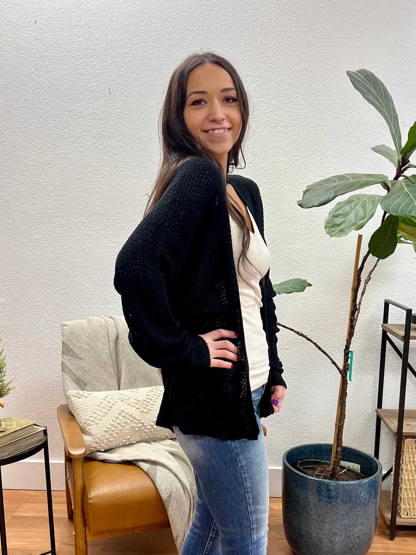 Black Crochet Cardigan