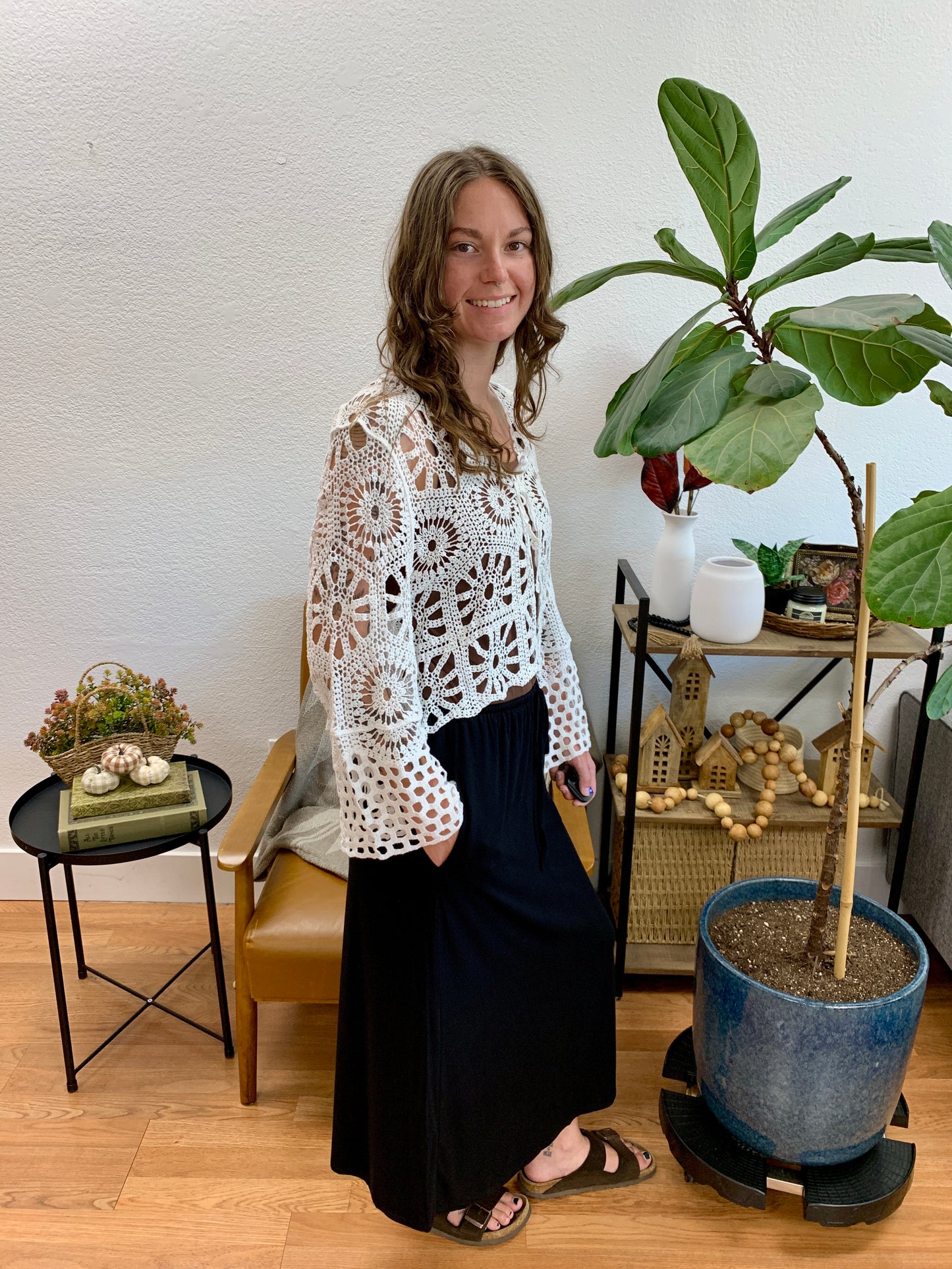 Black Smocked Skirt