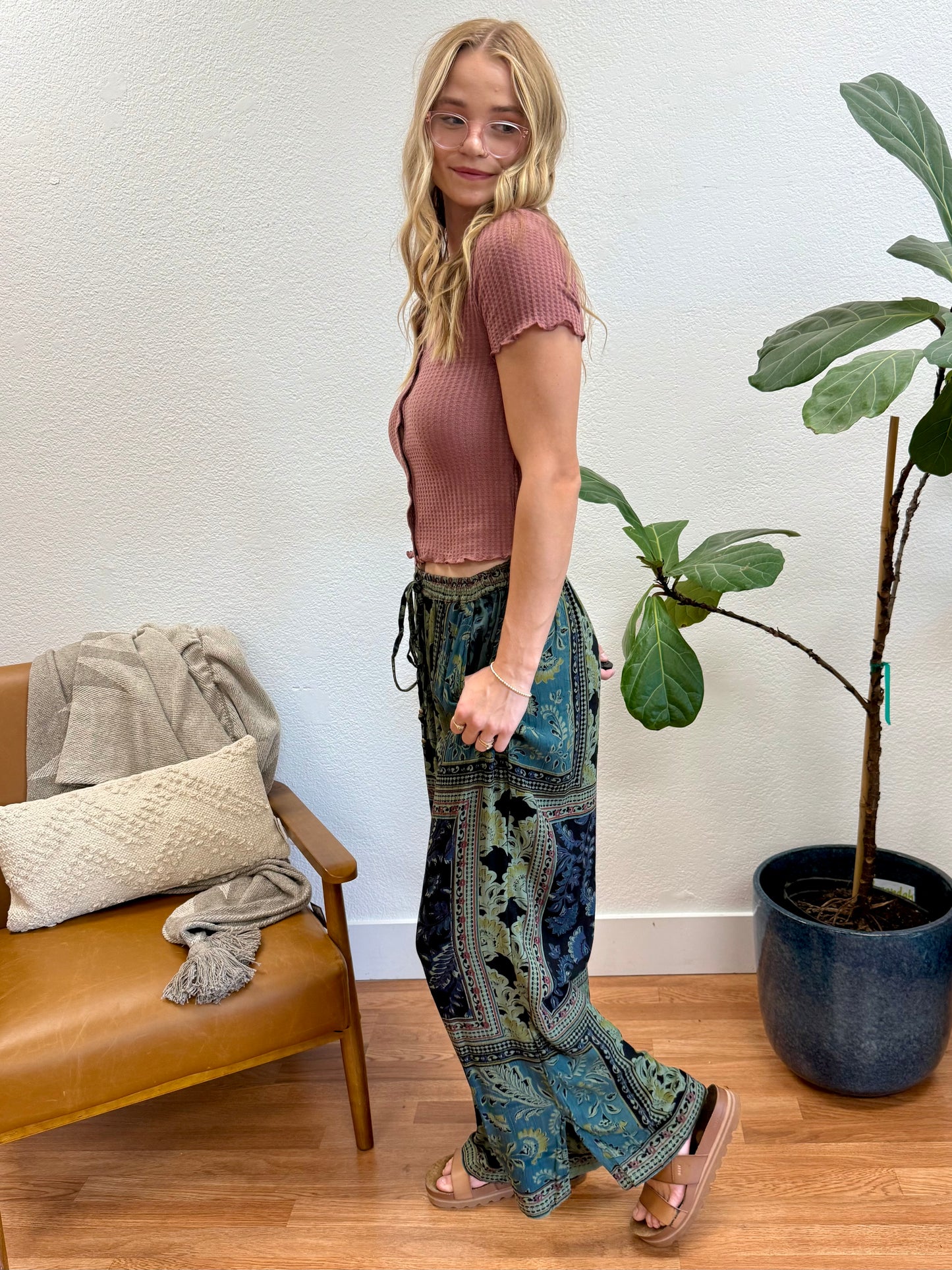 Black/Olive Wide Leg Pants