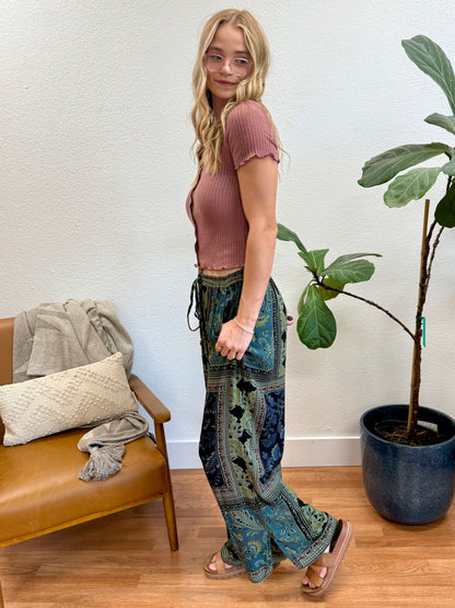 Black/Olive Wide Leg Pants