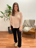 Taupe 3/4 Sleeve Relaxed Tunic Top