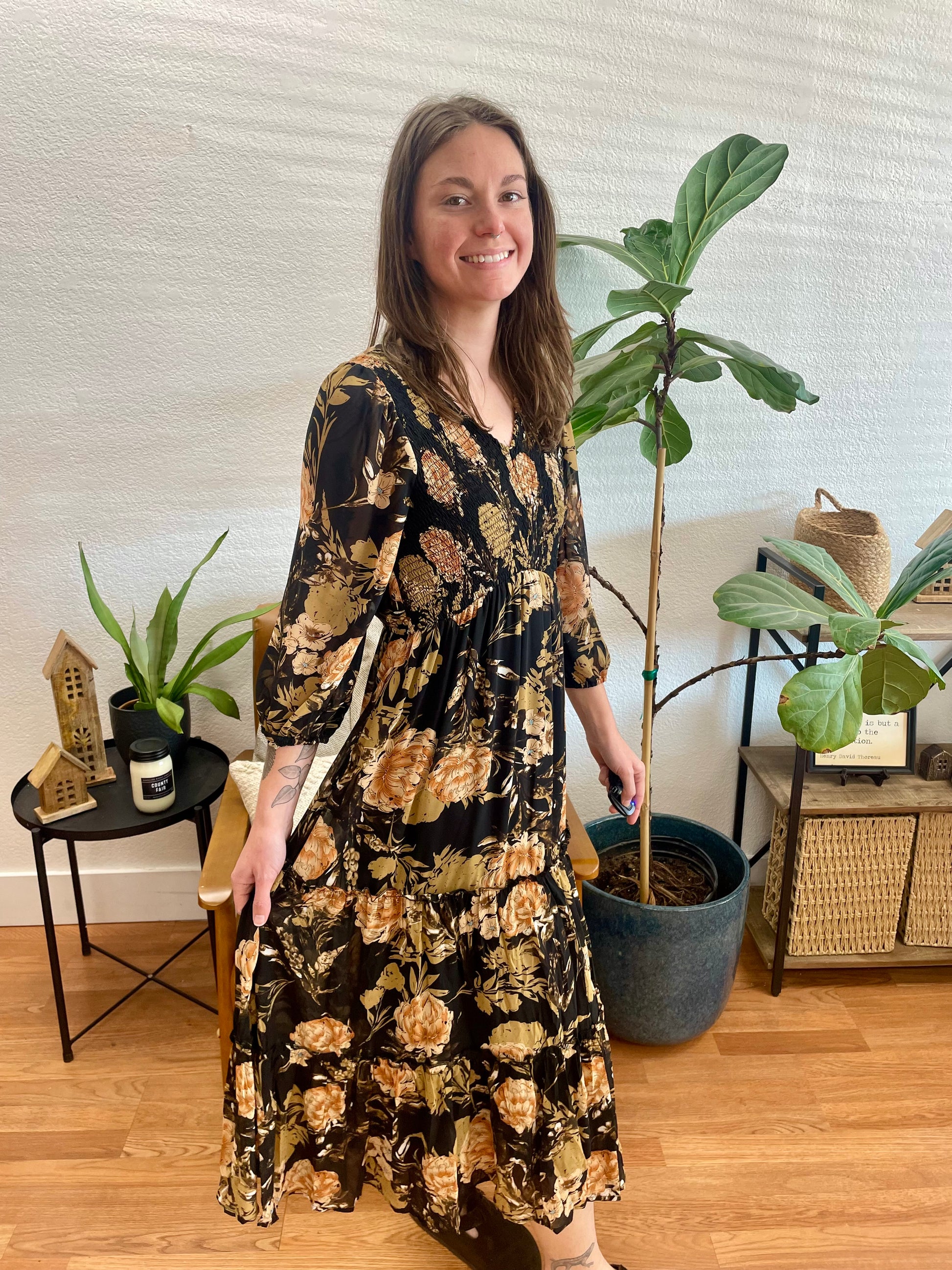 Romantic Floral Maxi Dress - Terra Cottage