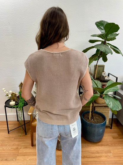 Khaki Knit Henley Top