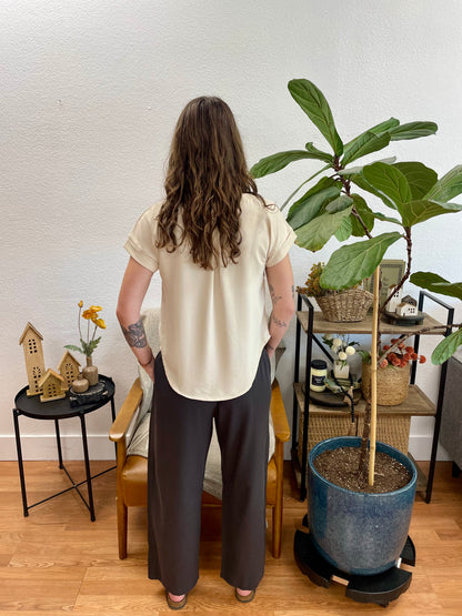 Charcoal Smocked Waist Relaxed Pants