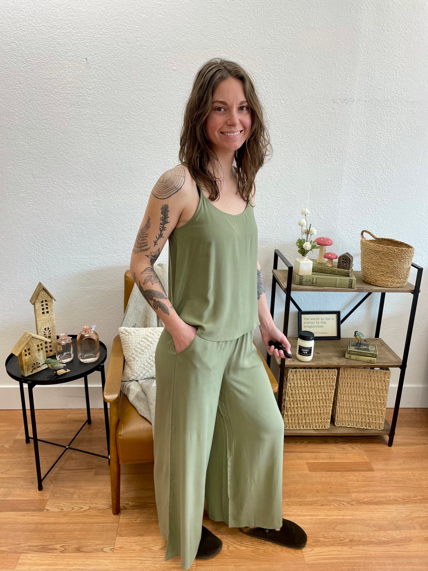 Light Olive Woven Pants