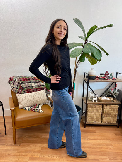 RISEN High Rise Wide Leg Jeans