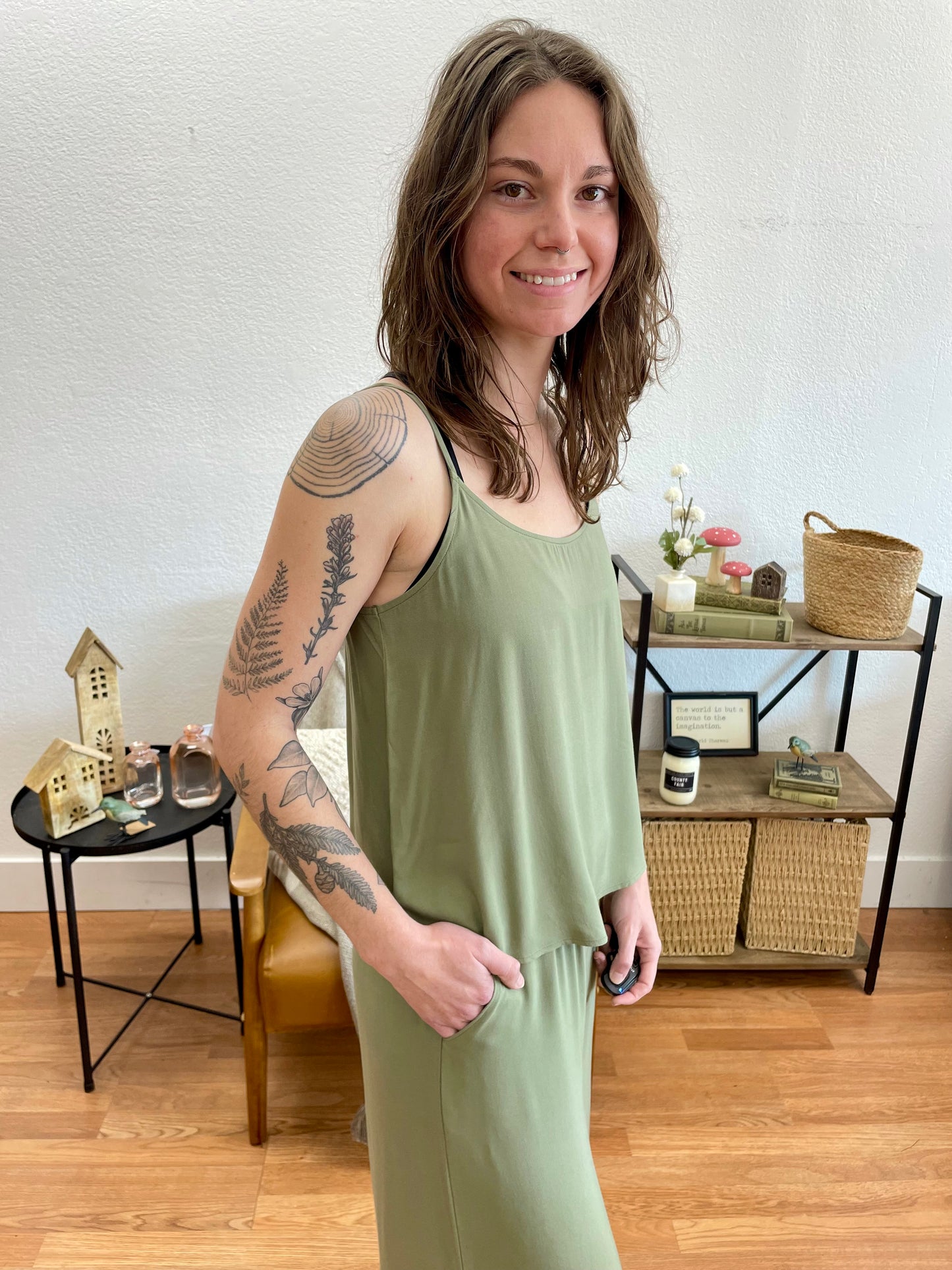 Light Olive Woven Cami