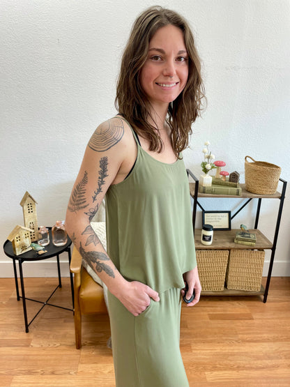 Light Olive Woven Cami