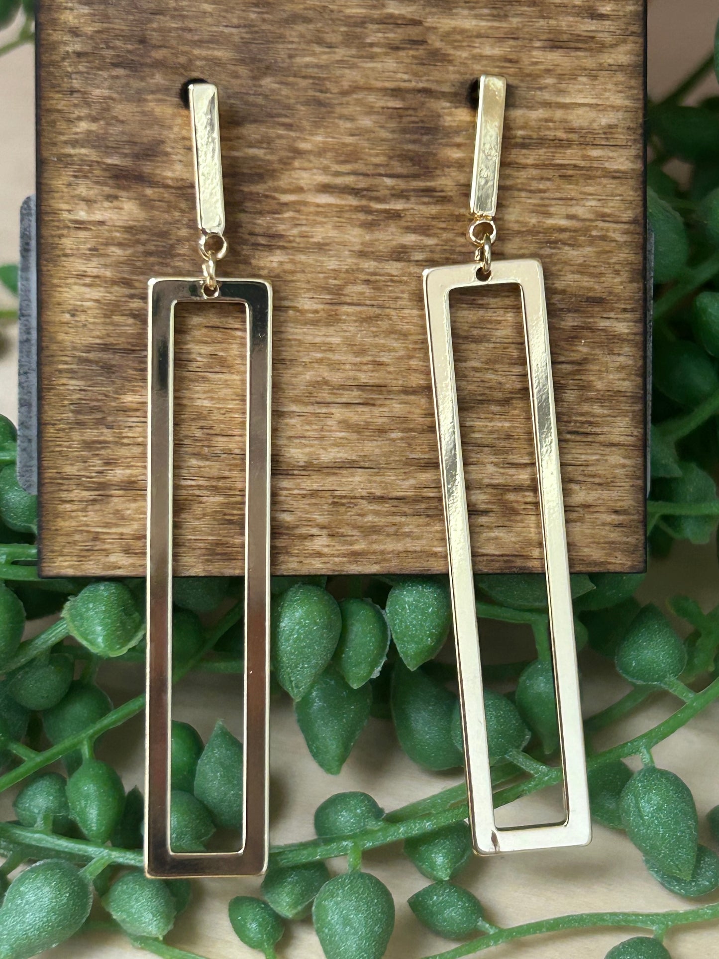 Thin Rectangle Cutout Drop Earrings