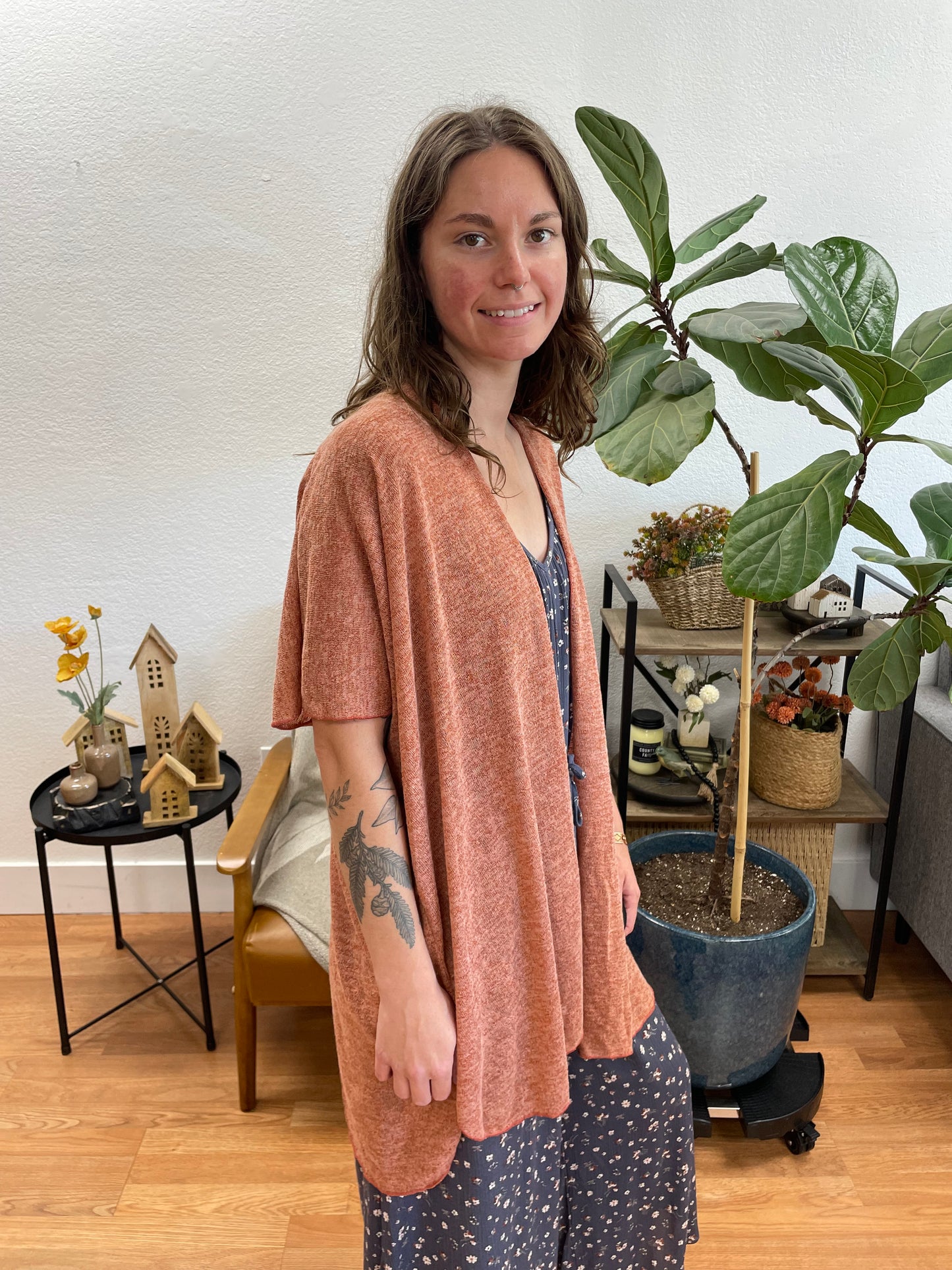 Rust Short Sleeve Cardigan