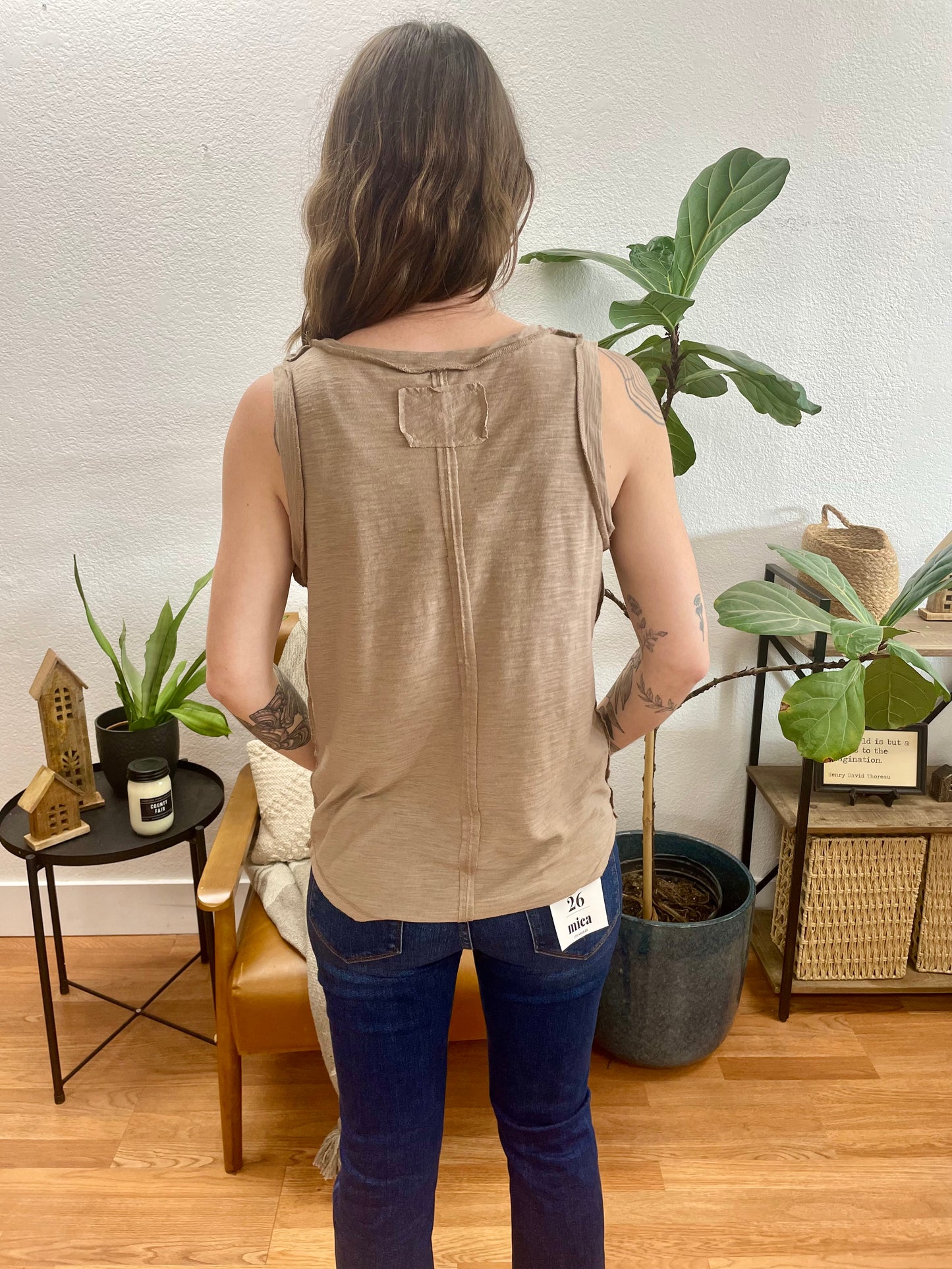 Mocha Flowy Slub Tank - Terra Cottage
