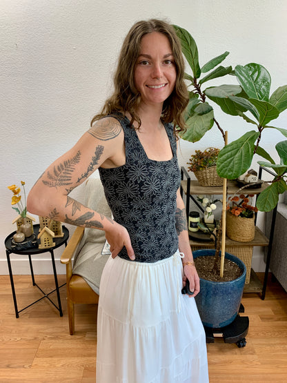 Two Toned Black Jacquard Tank