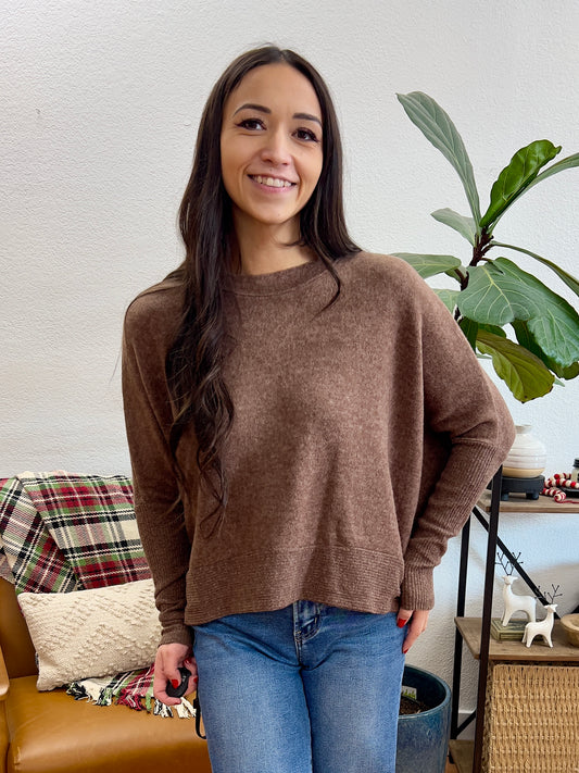 Brown Brushed Dolman Sweater