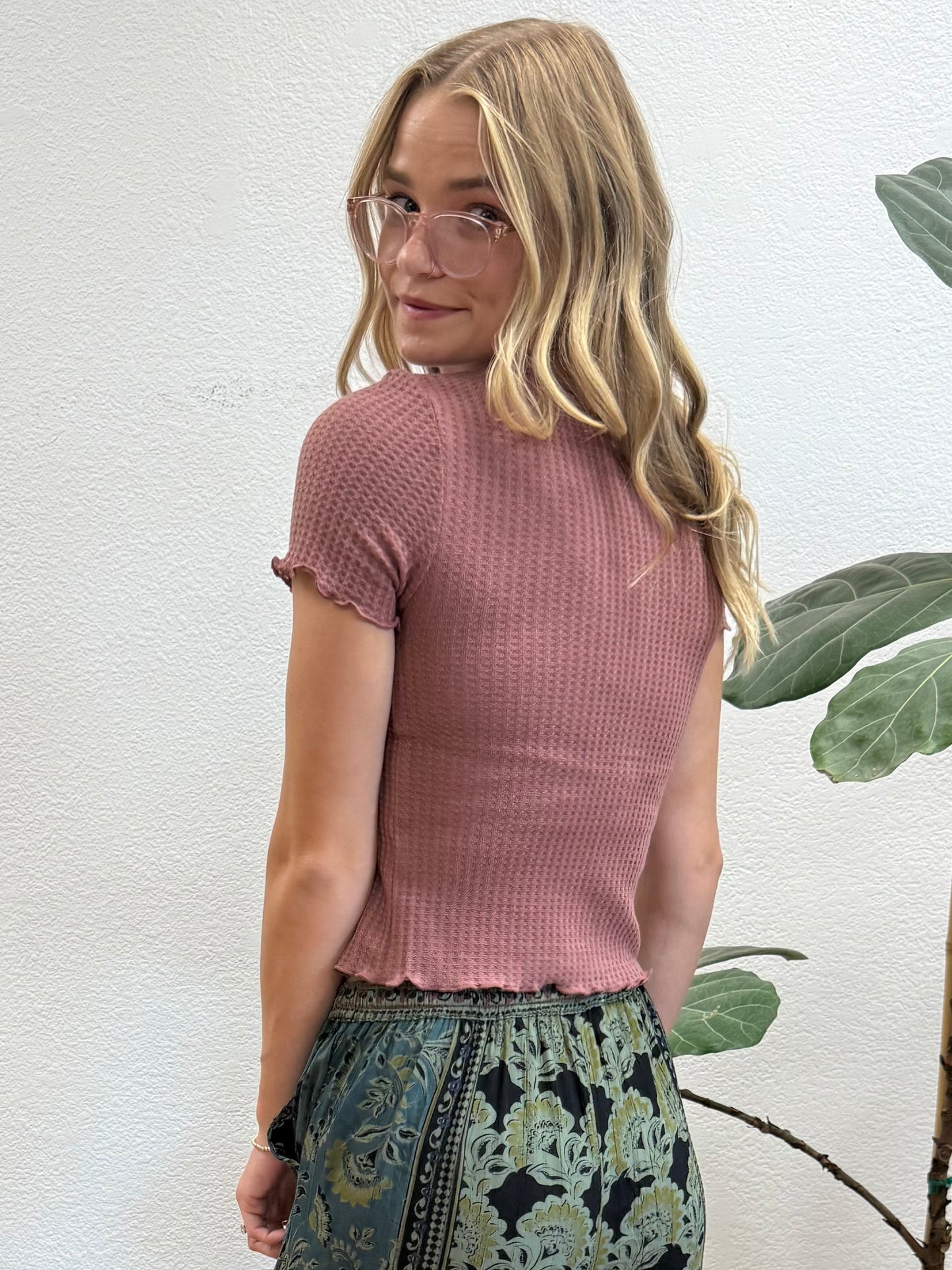 Berry Brushed Waffle Top