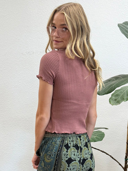 Berry Brushed Waffle Top