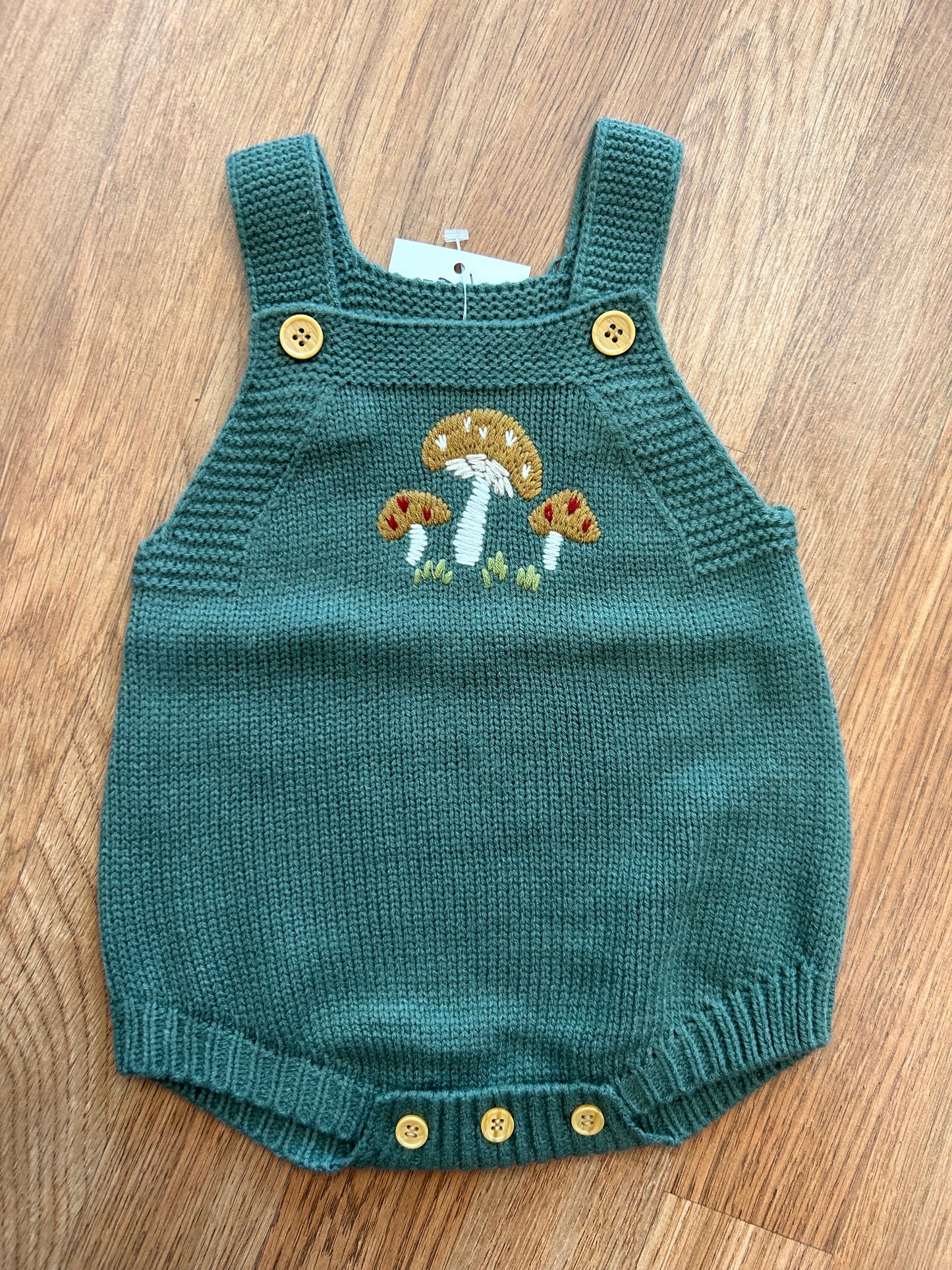 Olive Mushroom Baby Romper