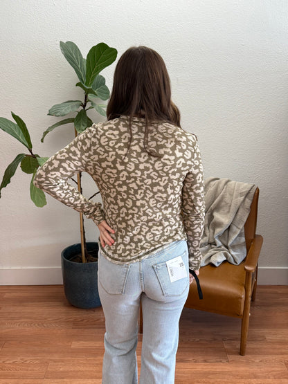 Olive Leopard Print Top