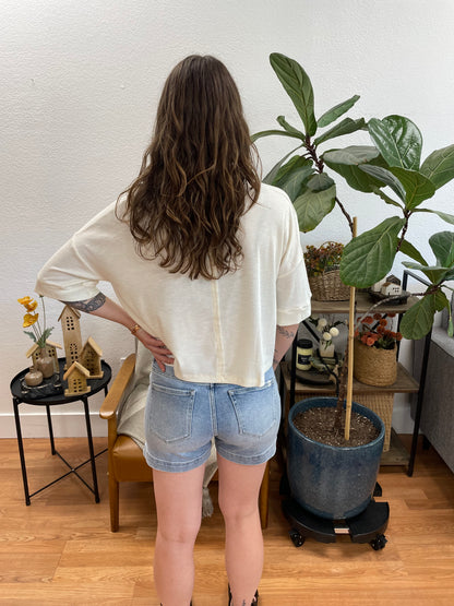 Light Wash High Rise Denim Shorts